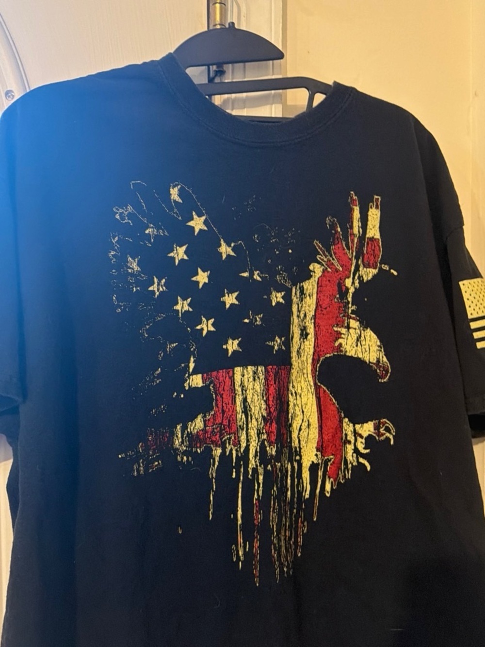 Men's Black Eagle Flag Graphic Short Sleeve Tee